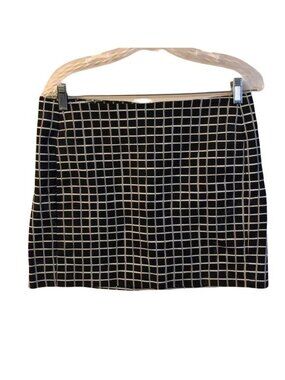 Black & White Grid Pattern Mini Skirt Womens Size 8 By SmartSet Cotton Blend